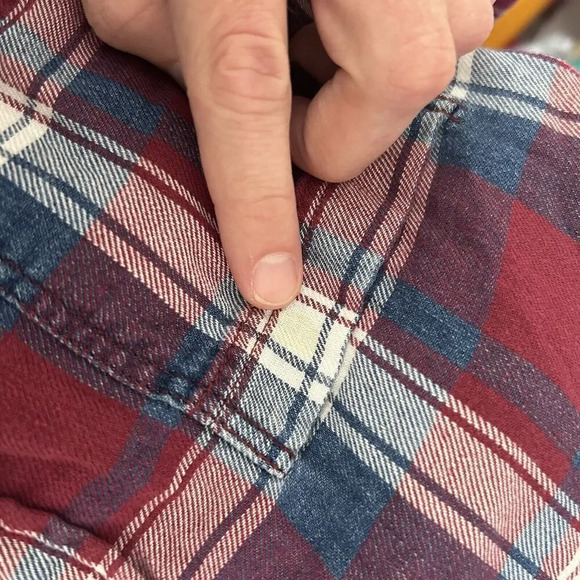 American Eagle Flannel Shirt Women's Small Blue Red Pearl Snap Boyfriend Long Sl - Picture 10 of 10